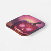 ピンクジャックオランタンに輝く目 ペーパープレート (傾斜あり)