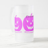 ピンクジャックランタンハロウィーンThunder_Cove フロストグラスビールジョッキ (正面左)