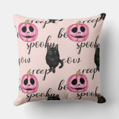 ピンクジャック・オランタンと黒猫 クッション (裏面)