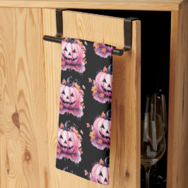 ピンクジャック – O'ランタンオレンジ離れ色ブラックハロウィーン キッチンタオル