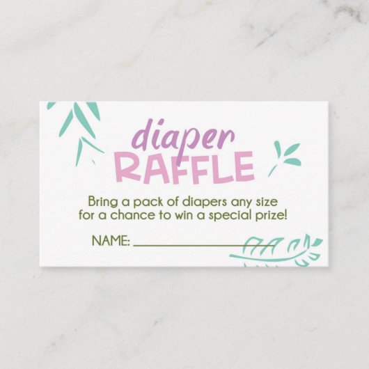 ピンクジャングルおむつラッフルチケット エンクロージャーカード (正面)