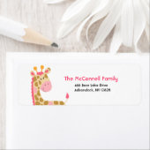 ピンクジャングルキリン印刷可能住所 シール (インサイチュ)