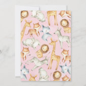 ピンクジャングルサファリベイビーシャワー招待状 招待 招待状 (裏面)