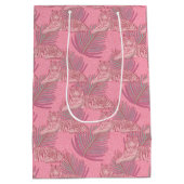 ピンクジャングルタイガーパターン ミディアムペーパーバッグ (裏面)