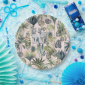 ピンクジャングルホワイトタイガース紙プレート ペーパープレート (パーティー)