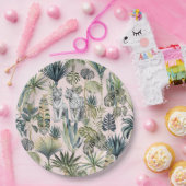 ピンクジャングルホワイトタイガース紙プレート ペーパープレート (パーティー)