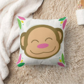 ピンクジャングルモンキー装飾用クッション クッション (ブランケット)