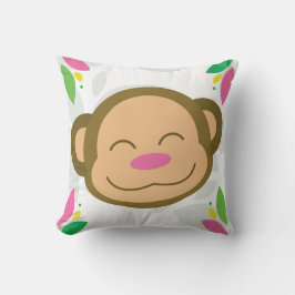 ピンクジャングルモンキー装飾用クッション クッション