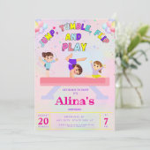 ピンクジャンプタンブル&フリップ体操誕生日 招待状 (スタンド正面)