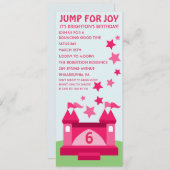 ピンクジャンプフォージョイバウンスハウス誕生日招待状 招待状 (正面/裏面)