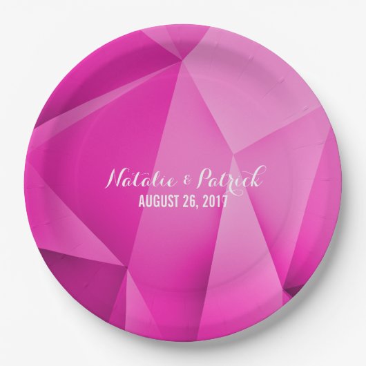 ピンクジュエルト結婚ーンの紙プレート ペーパープレート (正面)