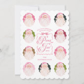 ピンクジョイレトロおもしろいヴィンテージウォーターカラーサンタクロース シーズンカード (正面)