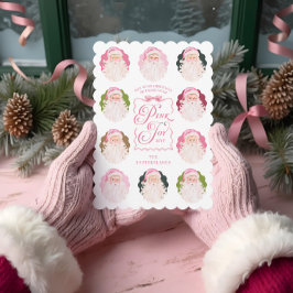 ピンクジョイレトロおもしろいヴィンテージウォーターカラーサンタクロース シーズンカード