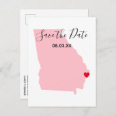 ピンクジョージア赤いハート保存日 案内ポストカード (正面/裏面)