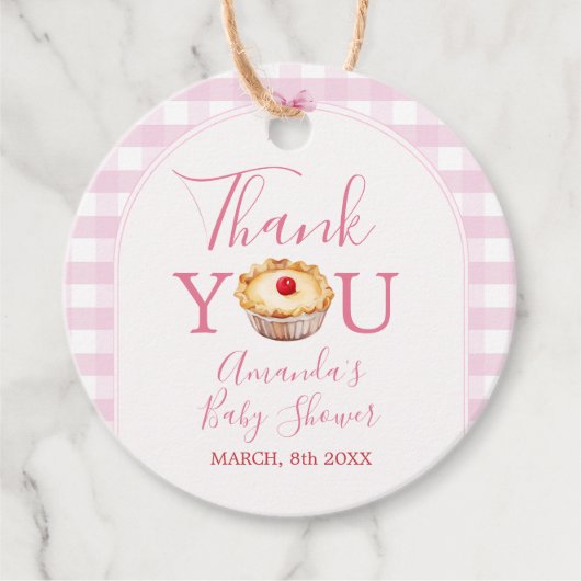 ピンクジンガムかわいこちゃんパイサンキューメッセージカード フェイバータグ (正面)