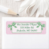 ピンクジンガムグリーンボウ差出人住所ラベル ラベル (インサイチュ)