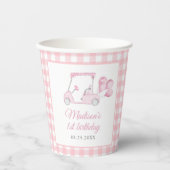 ピンクジンガムゴルフガール1st誕生日 紙コップ (正面)