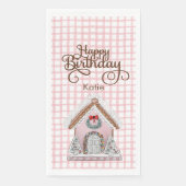 ピンクジンガムジンジャーブレッド誕生日ゲストタオル (正面)