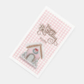 ピンクジンガムジンジャーブレッド誕生日ゲストタオル (コーナー)