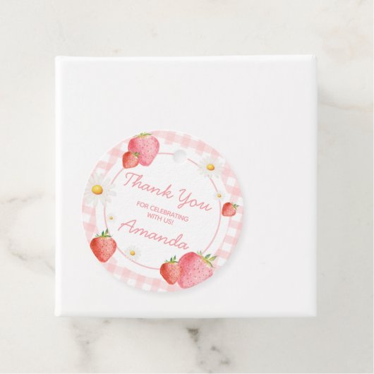 ピンクジンガムストロベリーバースデーパーティーラウンド フェイバータグ (インサイチュ)