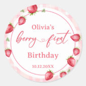 ピンクジンガムストロベリー誕生日 ラウンドシール (正面)
