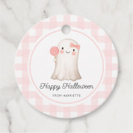 ピンクジンガムハッピーハローウィンカワイイ幽霊 フェイバータグ