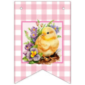 ピンクジンガムハッピーバースデー バンティングフラッグ (第1の旗)