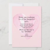 ピンクジンガムハートおもしろいベビーありがとう サンキューカード (裏面)