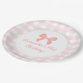ピンクジンガムピンクボウ誕生日 ペーパープレート (アングル)