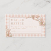 ピンクジンガムフローラガールベビーシャワーおむつラッフル エンクロージャーカード (正面)