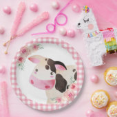 ピンクジンガムフローラ牛ファーム動物 ペーパープレート (パーティー)