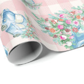 ピンクジンガムブルークリスマスヴィンテージカー ラッピングペーパー (ロールコーナー)