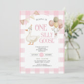 ピンクジンガムワンガチョウ間抜け誕生日バルーン 招待状 (スタンド正面)