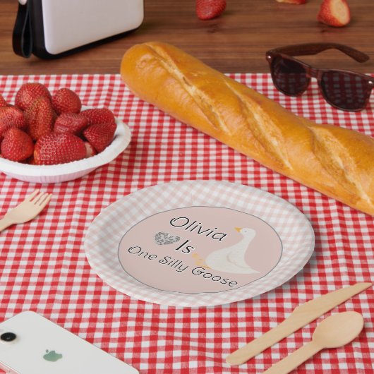 ピンクジンガムワン間抜けガチョウの女の子の誕生日パーティー ペーパープレート (ピクニック)