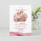 ピンクジンガム甘いカボチャ赤ちゃんシャワー 招待状 (スタンド正面)