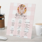 ピンクジンガム第1誕生日マイルストーンタイムライン 台座サイン (インサイチュ)