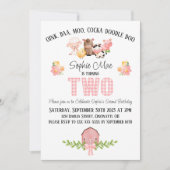 ピンクジンガム納屋周囲の庭第2誕生日招待状 招待状 (正面)