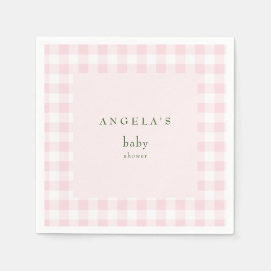 ピンクジンガム赤ちゃんガールシャワー スタンダードカクテルナプキン (正面)