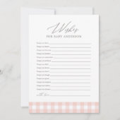 ピンクジンガム赤ちゃんシャワーの願いベビーカード 招待状 (正面)