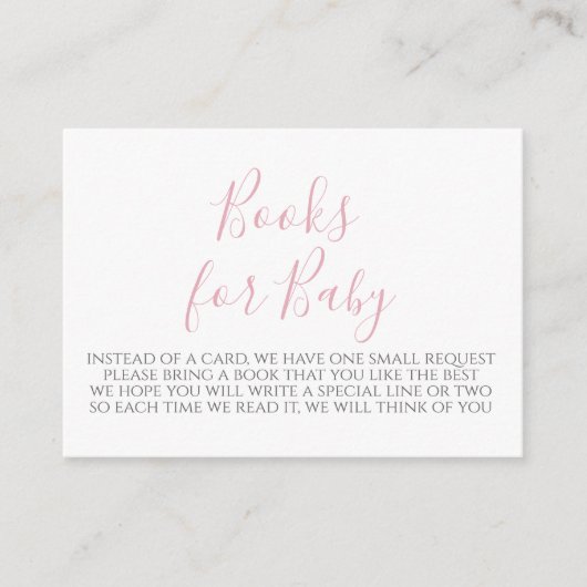 ピンクジンガム赤ちゃんシャワーブックリクエストカード エンクロージャーカード (正面)