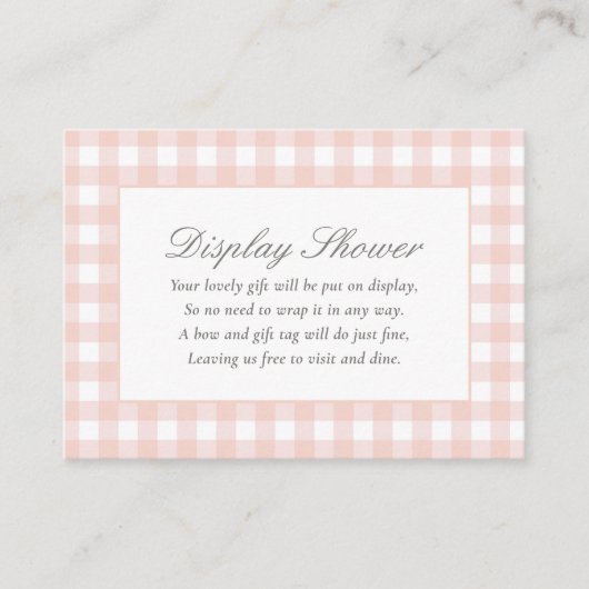 ピンクジンガム赤ちゃんシャワー表示シャワー エンクロージャーカード (正面)