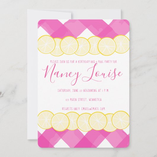ピンクジンガム&レモン招待状 招待状 (正面)