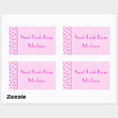 ピンクジンガム&水玉模様スイーツ 長方形シール (シート)