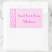 ピンクジンガム&水玉模様スイーツ 長方形シール (バッグ)