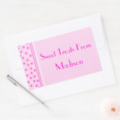 ピンクジンガム&水玉模様スイーツ 長方形シール (封筒)