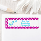 ピンクジンガム&F背景差出人住所シール ラベル (インサイチュ)