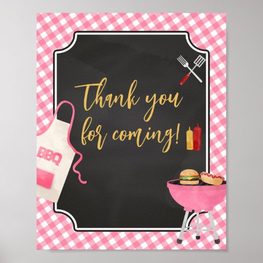 ピンクジンガムBBQベビーシャワーありがとうござ来う ポスター (正面)