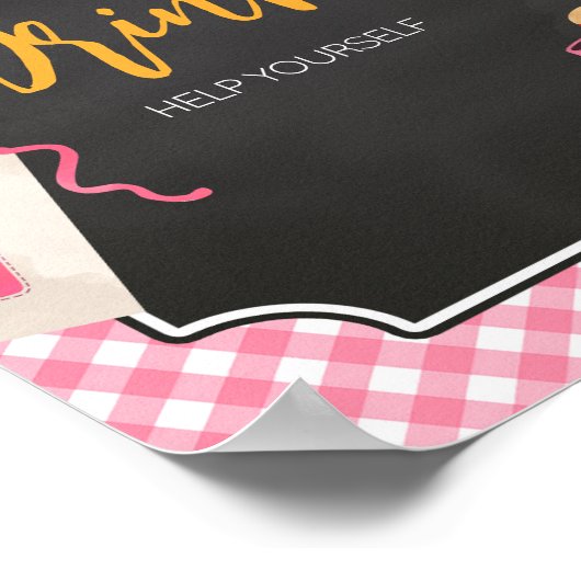 ピンクジンガムBBQベビーシャワードリンクサイン ポスター (角)