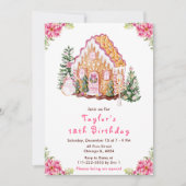 ピンクジンガーブレッドハウスバースデーパーティー 招待状 (正面)