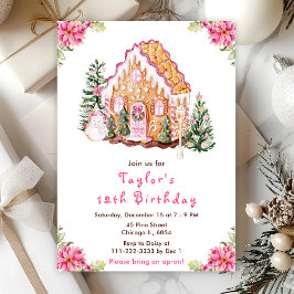 ピンクジンガーブレッドハウスバースデーパーティー 招待状